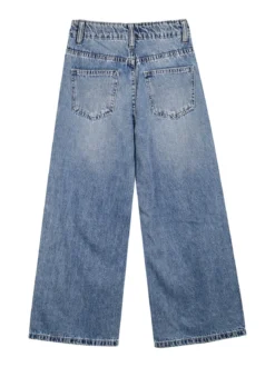 Miss Image Jeans da bambina wide leg con strass - blu