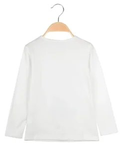 Miss Image T-shirt da bambina a maniche lunghe con strass - bianco