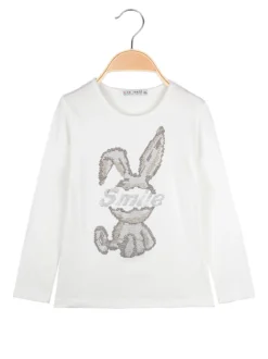 Miss Image T-shirt da bambina a maniche lunghe con strass - bianco