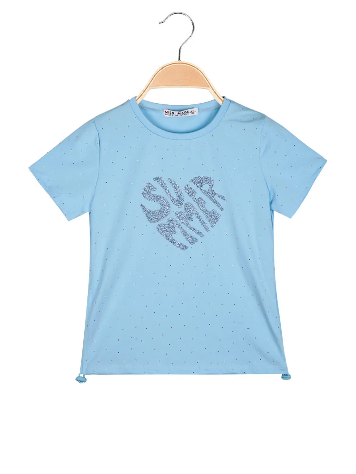 Miss Image T-shirt da bambina con strass e scritta glitter