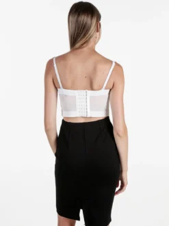 Miss Kimery Top corsetto donna con coppe imbottite - bianco
