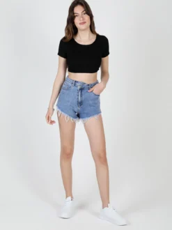 Miti Baci Shorts donna in jeans con finale sfrangiato