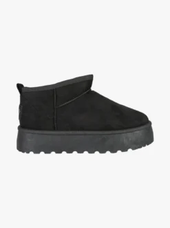 M.N.G. Collection Stivaletti donna scamosciati con platform e fodera in ecopelliccia - nero