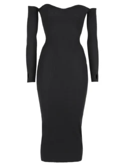 Mochy Abito lungo da donna in maglia con spalle scoperte