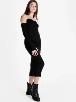 Mochy Abito lungo da donna in maglia con spalle scoperte