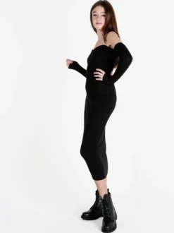 Mochy Abito lungo da donna in maglia con spalle scoperte