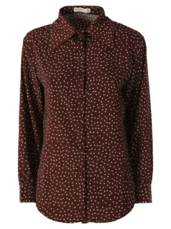 Monique Camicia donna a maniche lunghe con stampa a pois - marrone