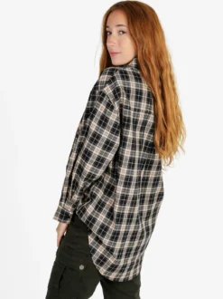 Monique Camicia donna oversize a quadri con taschino - blu scuro