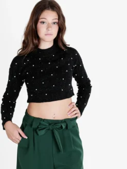 Monique Maglione cropped da donna con perle
