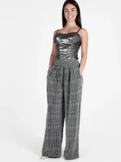 Monique Pantaloni eleganti da donna a gamba larga con strass
