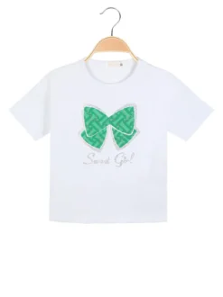 Mono Star T-shirt manica corta da bambina con strass