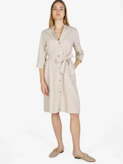 Monte Cervino Abito a camicia da donna in misto lino con maniche a 3/4