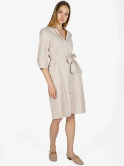 Monte Cervino Abito a camicia da donna in misto lino con maniche a 3/4