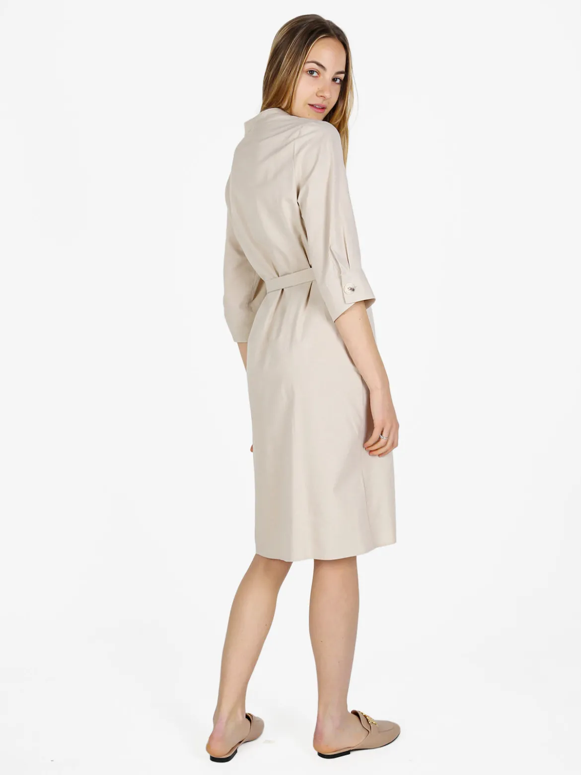 Monte Cervino Abito a camicia da donna in misto lino con maniche a 3/4