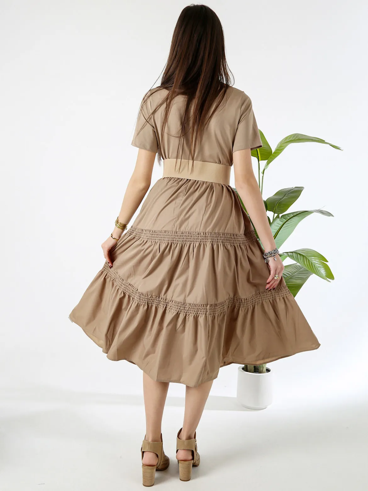 Monte Cervino Abito donna in cotone a maniche corte - khaki