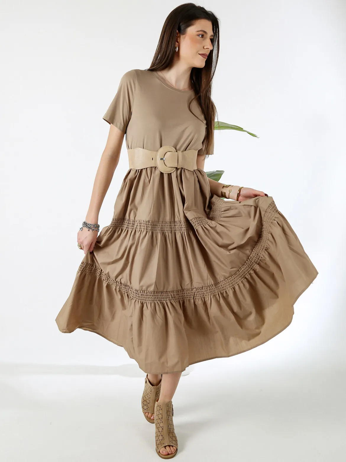 Monte Cervino Abito donna in cotone a maniche corte - khaki