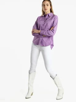Monte Cervino Camicia donna a maniche lunghe con strass colorati
