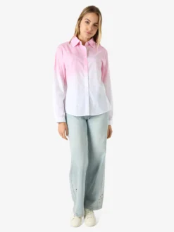 Monte Cervino Camicia donna a maniche lunghe sfumata con strass - rosa