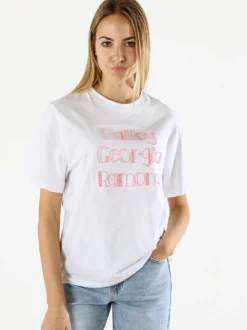 Monte Cervino T-shirt da donna in cotone con ricami - rosa