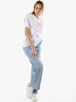 Monte Cervino T-shirt da donna in cotone con ricami - rosa