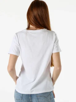 Monte Cervino T-shirt da donna in cotone con stampa fiori e strass - rosa