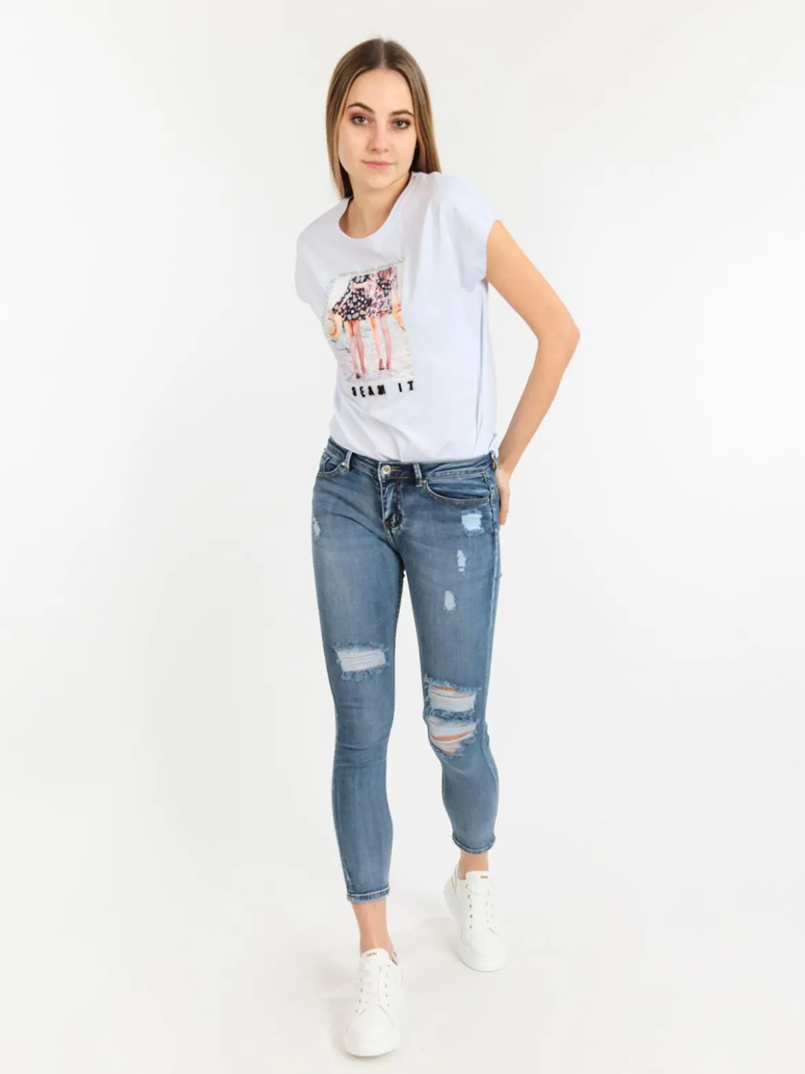 Monte Cervino T-shirt donna con disegno e strass