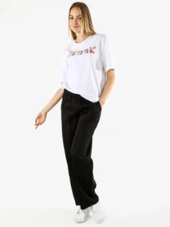 Monte Cervino T-shirt donna in cotone oversize con ricami e strass - rosa
