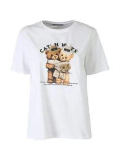 Monte Cervino T-shirt donna orsetto in cotone - bianco