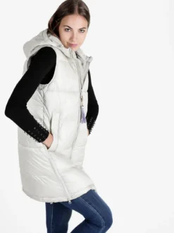 Mont Rose Gilet donna lungo trapuntato con cappuccio