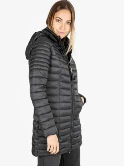 Mont Rose Giubbotto lungo da donna con cappuccio e zip - nero