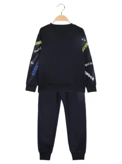 Mouset Completo tuta 2 pezzi da bambino con interno felpato - blu scuro