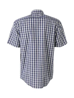 Mrhope Camicia da uomo in cotone a maniche corte con stampa a quadri e taschino - avion