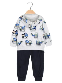 Mr Jek Completo 3 pezzi da neonato con cappuccio e zip - grigio chiaro