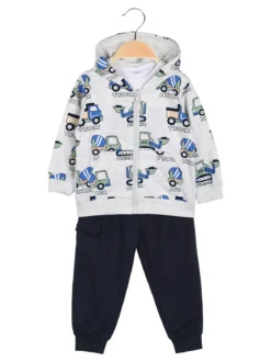 Mr Jek Completo 3 pezzi da neonato con cappuccio e zip - grigio chiaro
