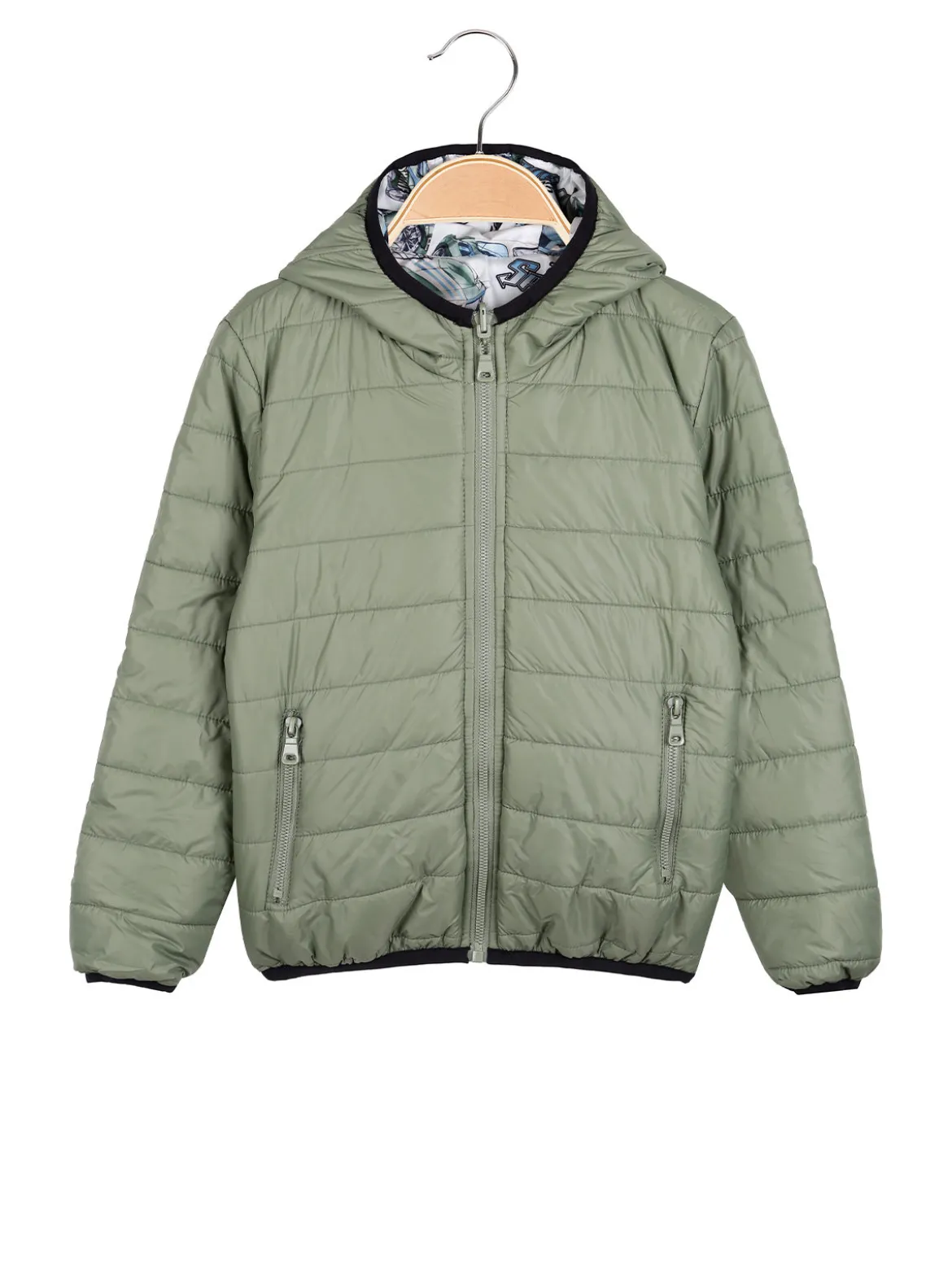 Mr Jek Giubbino 100 grammi da ragazzo reversibile con cappuccio e zip - verde chiaro