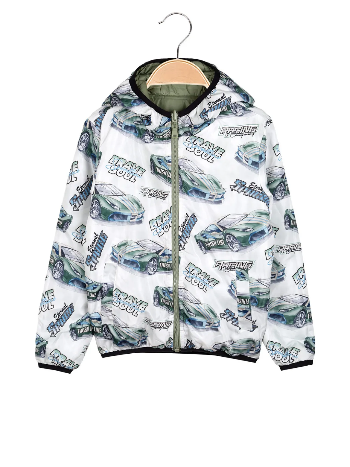 Mr Jek Giubbino 100 grammi da ragazzo reversibile con cappuccio e zip - verde chiaro