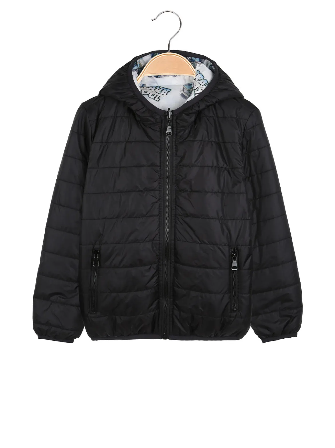 Mr Jek Giubbino 100 grammi da ragazzo reversibile con cappuccio e zip - nero