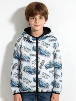 Mr Jek Giubbino 100 grammi da ragazzo reversibile con cappuccio e zip - nero