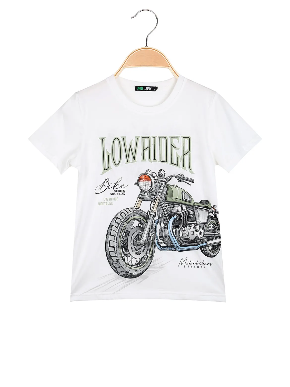 Mr Jek T-shirt da ragazzo in cotone con stampa disegno - bianco