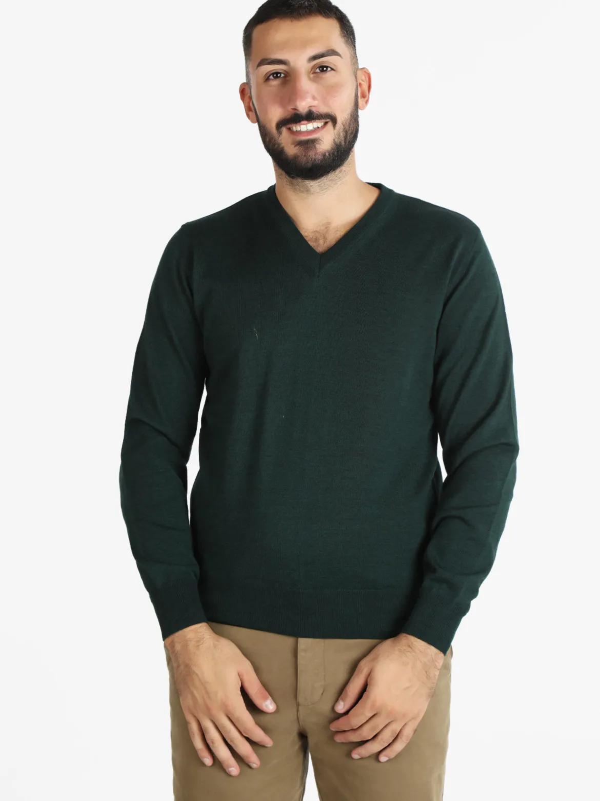 Mv Pullover da uomo misto lana con scollo a V