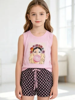 Nacshua Pigiama corto bambina in cotone