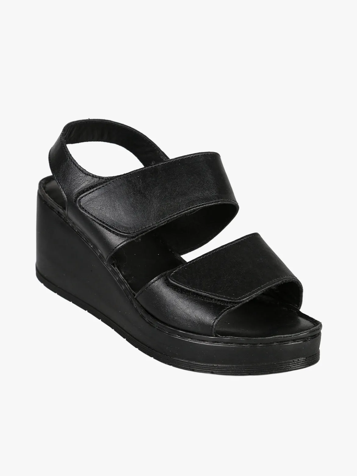 Nakoa Sandali donna in pelle con zeppa e plateau