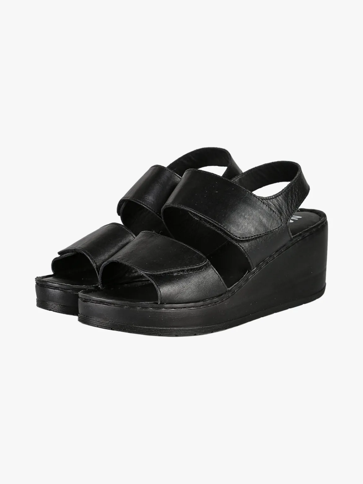 Nakoa Sandali donna in pelle con zeppa e plateau