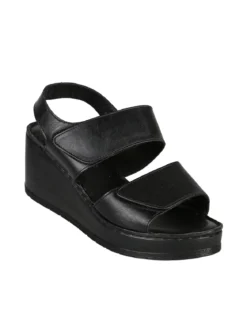 Nakoa Sandali donna in pelle con zeppa e plateau