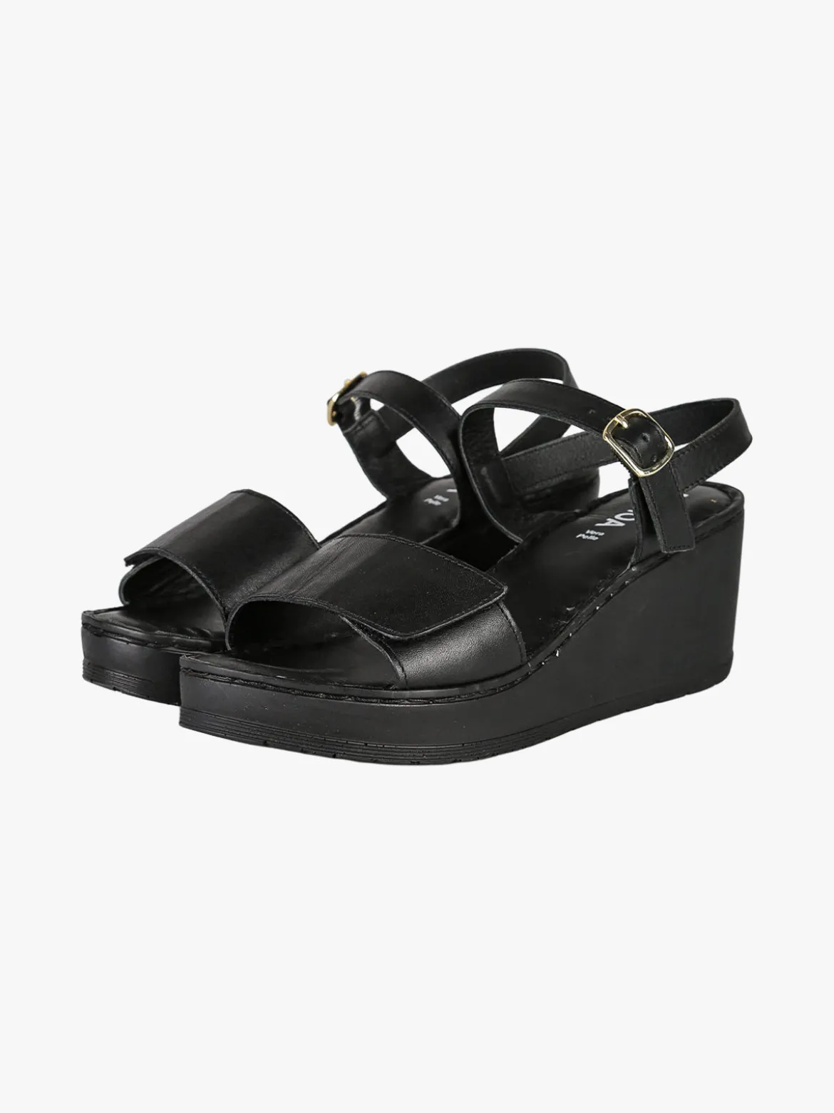 Nakoa Sandali donna in pelle con zeppa e plateau