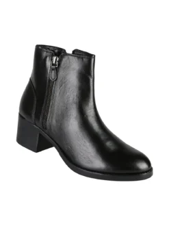 Nakoa Stivaletti donna in pelle con tacco largo - nero