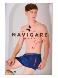 Navigare Boxer da ragazzo in cotone elasticizzato - blu