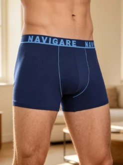 Navigare Boxer da uomo in cotone elasticizzato - blu