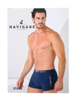 Navigare Boxer da uomo in cotone elasticizzato - blu