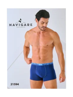 Navigare Boxer da uomo in cotone elasticizzato - blu scuro